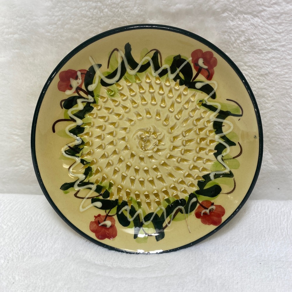 VTG Rupi Handmade Ceramic 1980 Garlic Grater Plate Hand Painted Pottery Spain